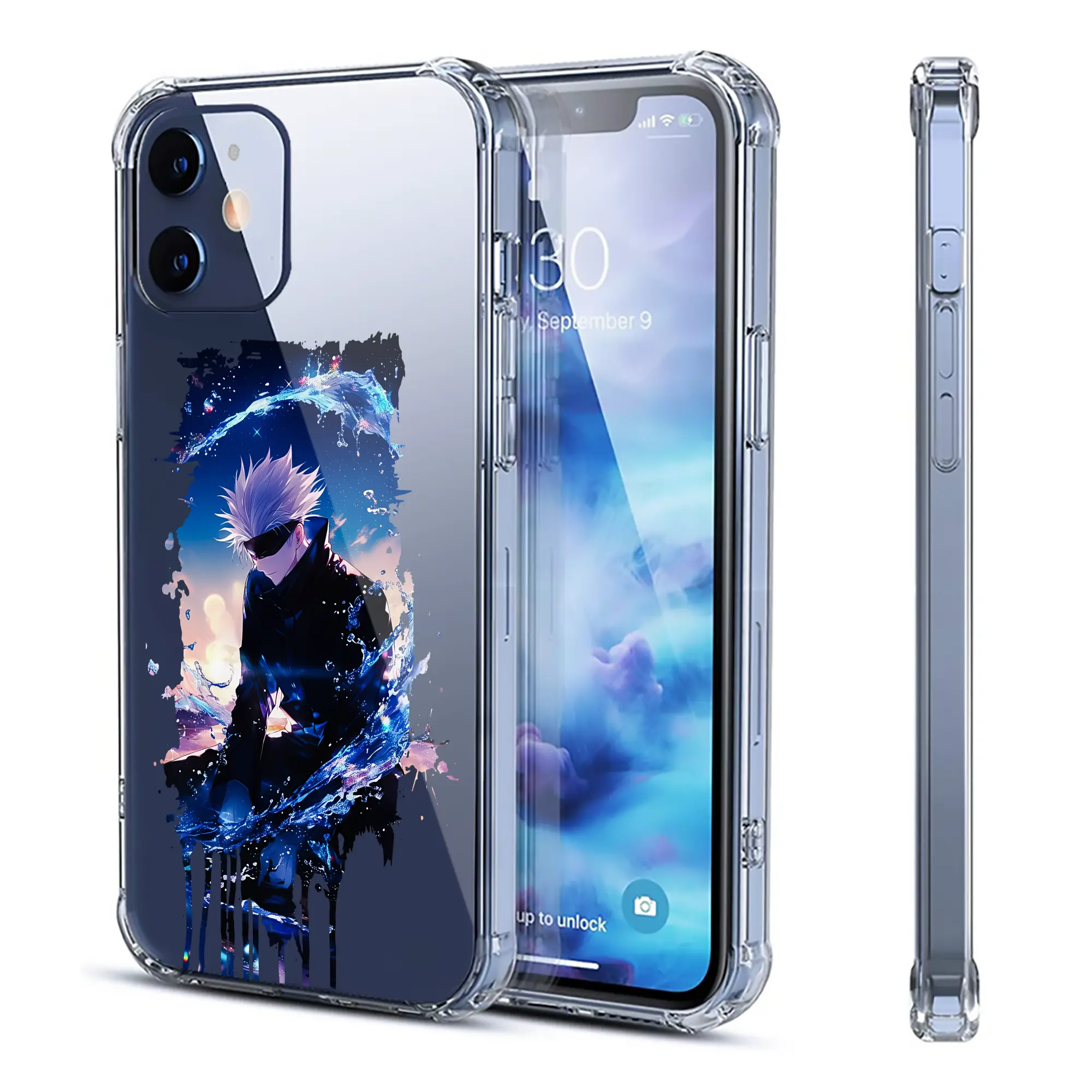 呪術廻戦 グッズ,五条 悟 - IPhone 12シリーズ対応 ・ 透明スマホケース ・ クリアソフトケース ・ TPU素材 ・ 耐衝撃 ・ 高密着 ・ 防汚 防指紋 ・ 簡単着脱